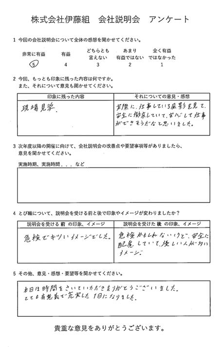 参加者のアンケート